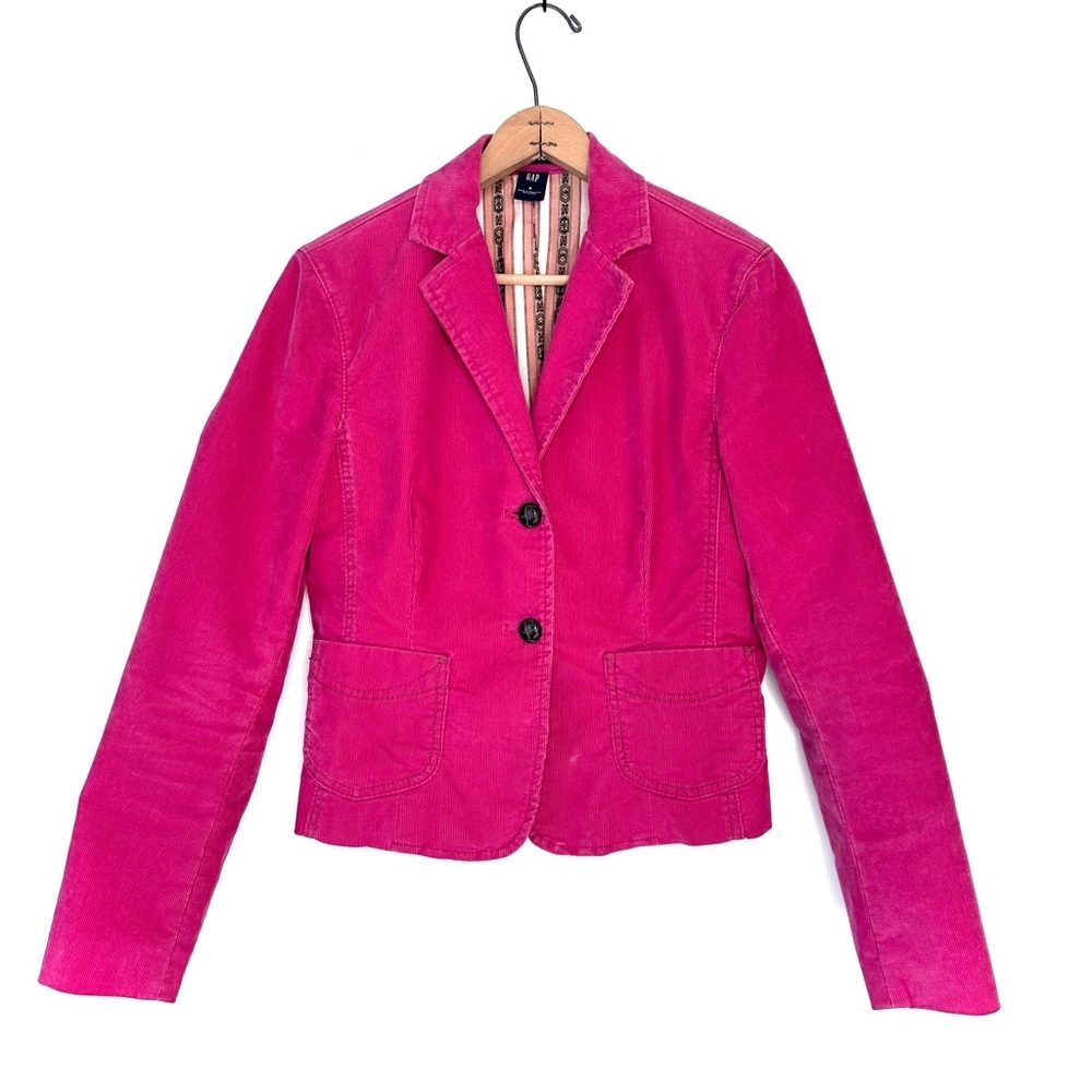 Gap Pink Corduroy Vintage Y2K Blazer 2 Button Tailored Size 8
